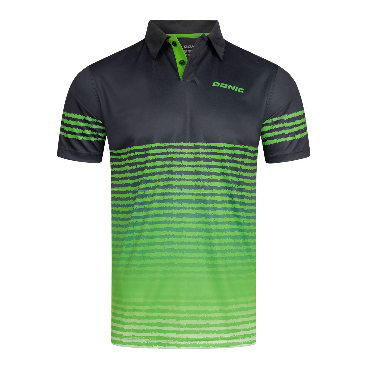 donic-poloshirt_libra-black-green-front-web DONIC Tischtennis Poloshirt Libra schwarz/limegrün Brust