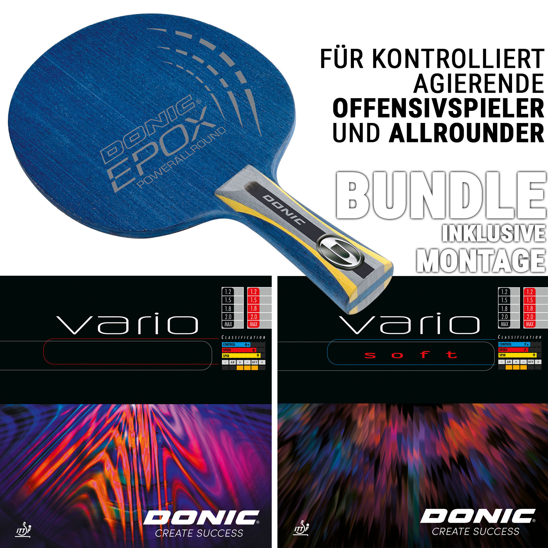 Bundle - DONIC EPOX POWERALLROUND / VARIO / VARIO SOFT 