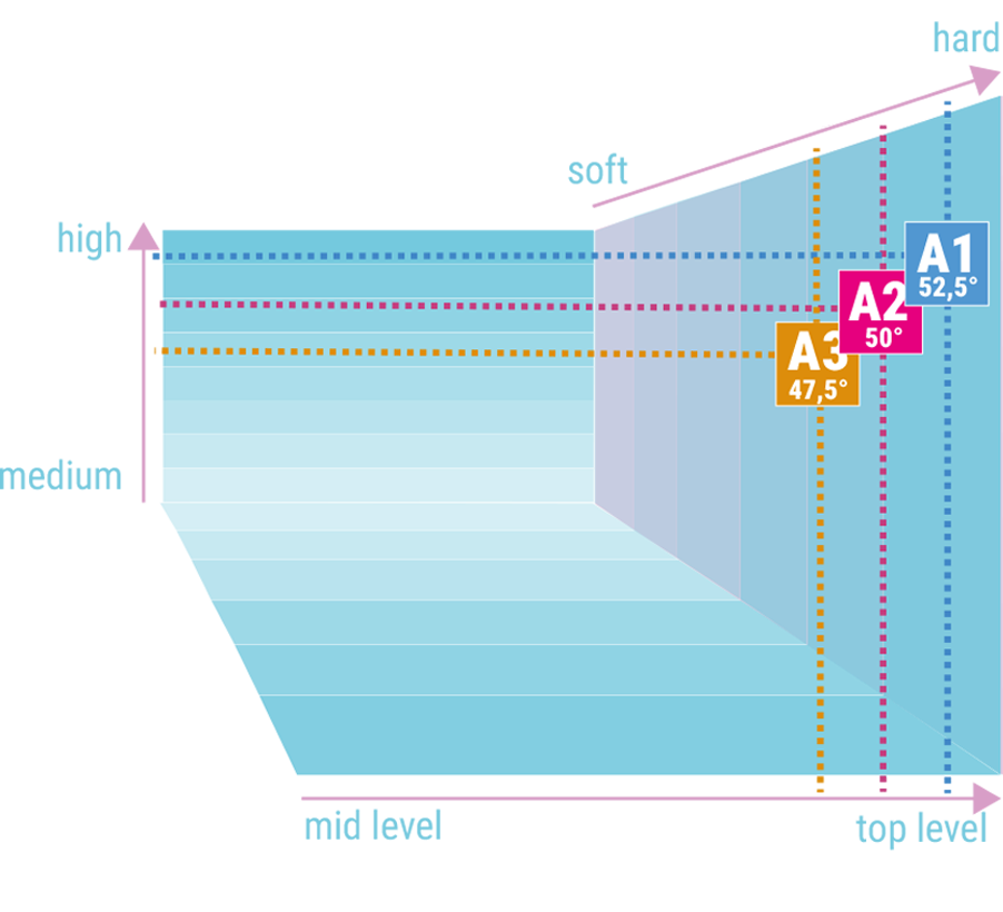 Infografik, die die Themen Feeling, Spin und Performance Level in Beziehung zueinander setzt