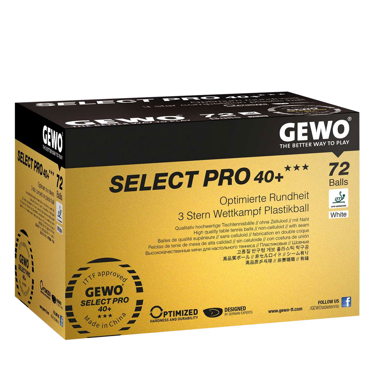 Tischtennis Ball Gewo Select Pro 40+ *** 72 Stück