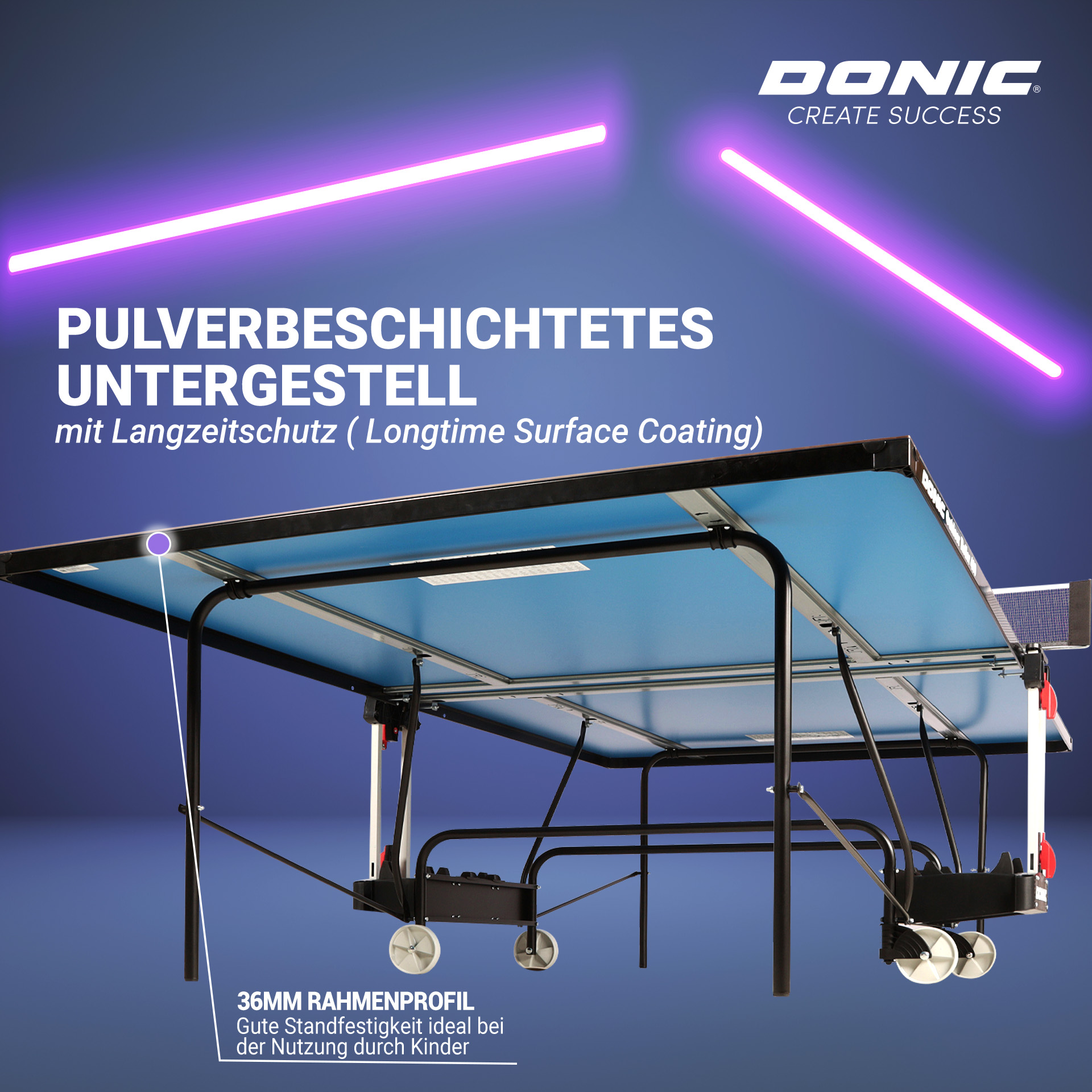 DONIC Outdoor Roller 400, blau, pulverbeschichtetes Untergestell