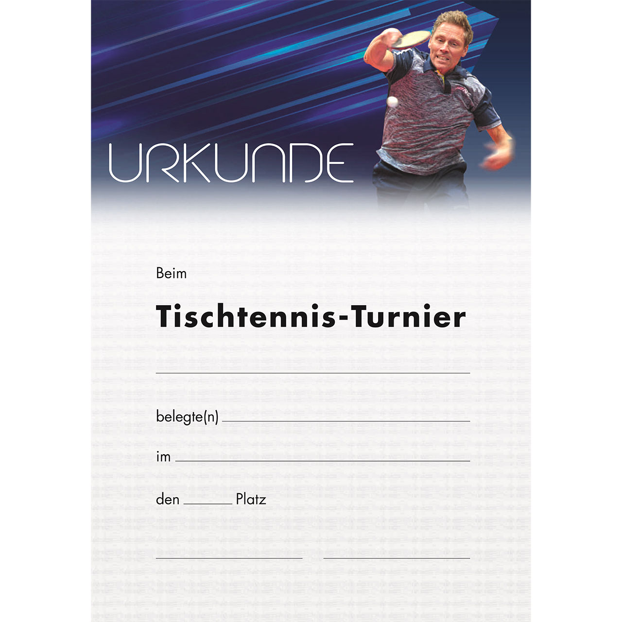 Tischtennis Urkunde Motiv Persson TT-Turnier 2019