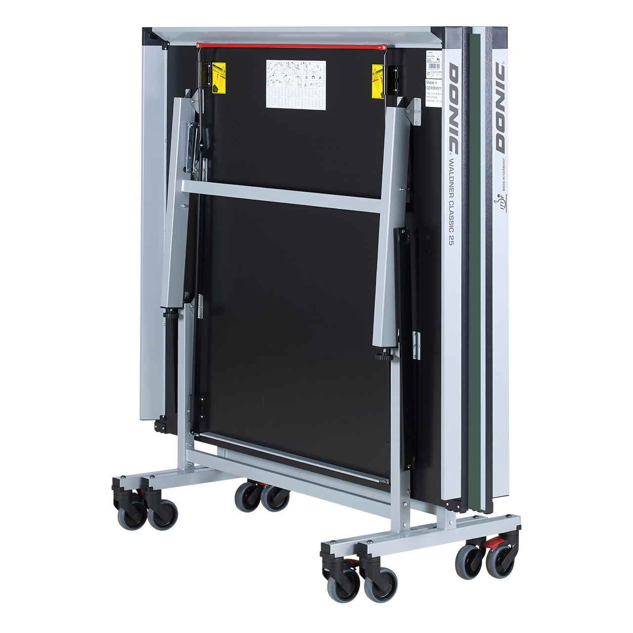 donic-table-waldner_classic_25-green-parking_position-web Tischtennis-Tisch DONIC Waldner Classic 25, grün, kompakte Aufbewahrung