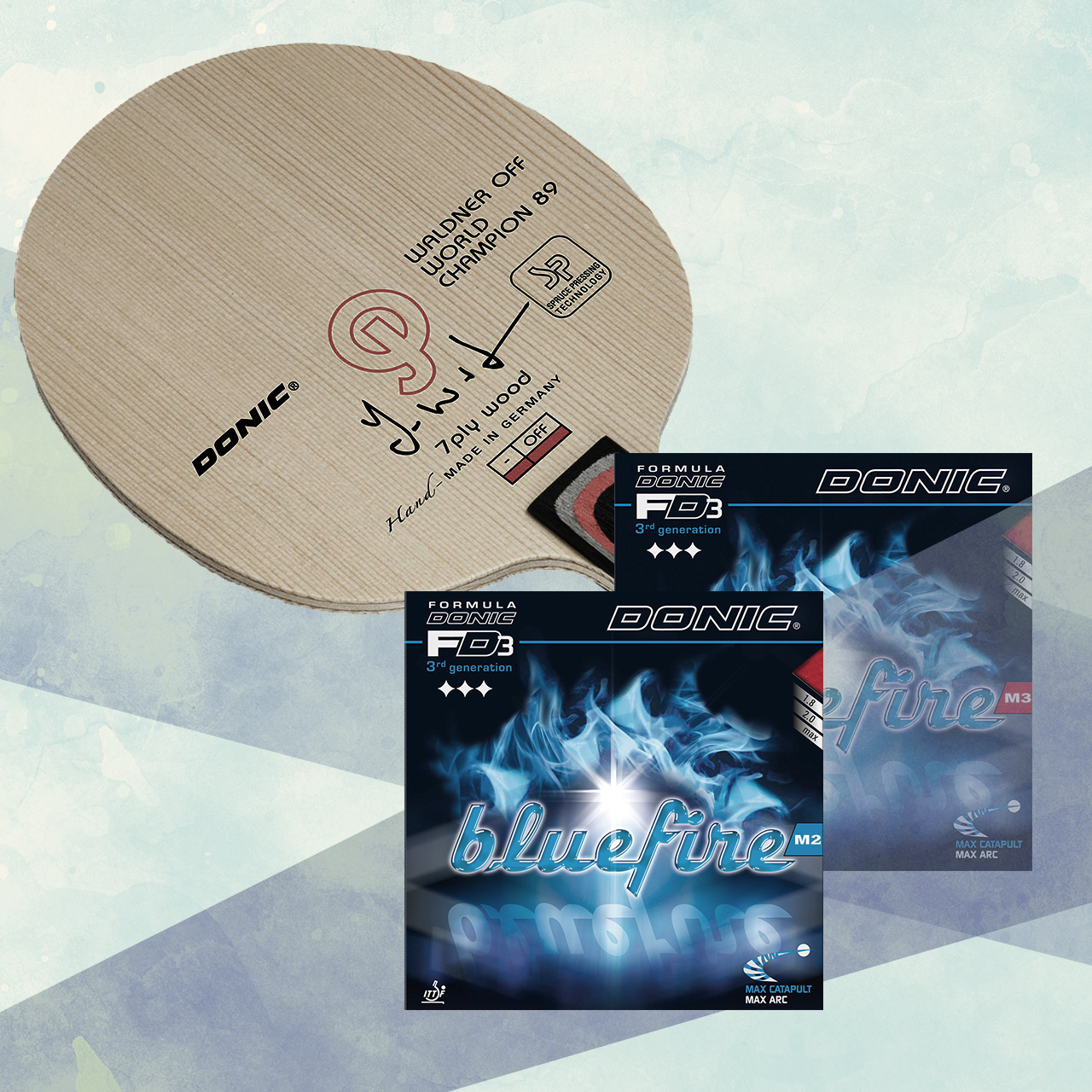 Bundle - DONIC WALDNER OFF WC 89 / BLUEFIRE M2 / BLUEFIRE M3 