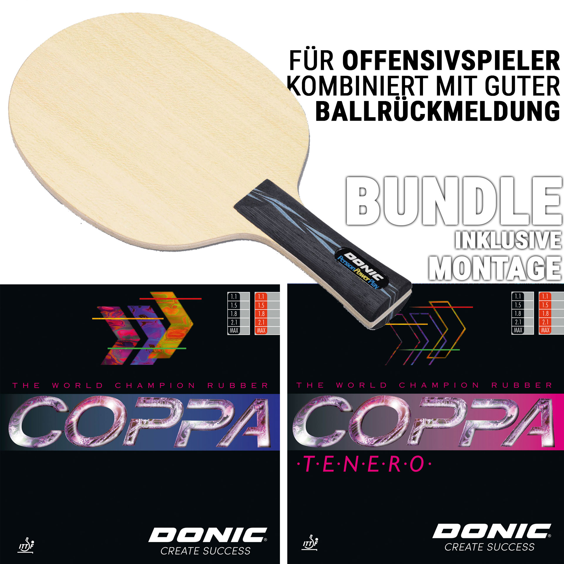 Bundle - DONIC PERSSON POWERPLAY / COPPA / COPPA TENERO 