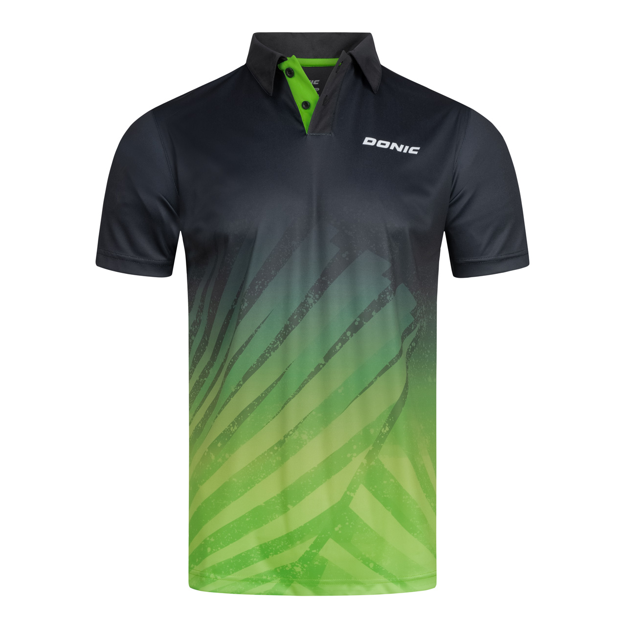 donic-poloshirt_flow-black-green-front-web DONIC Poloshirt Flow schwarz/limegrün Brust