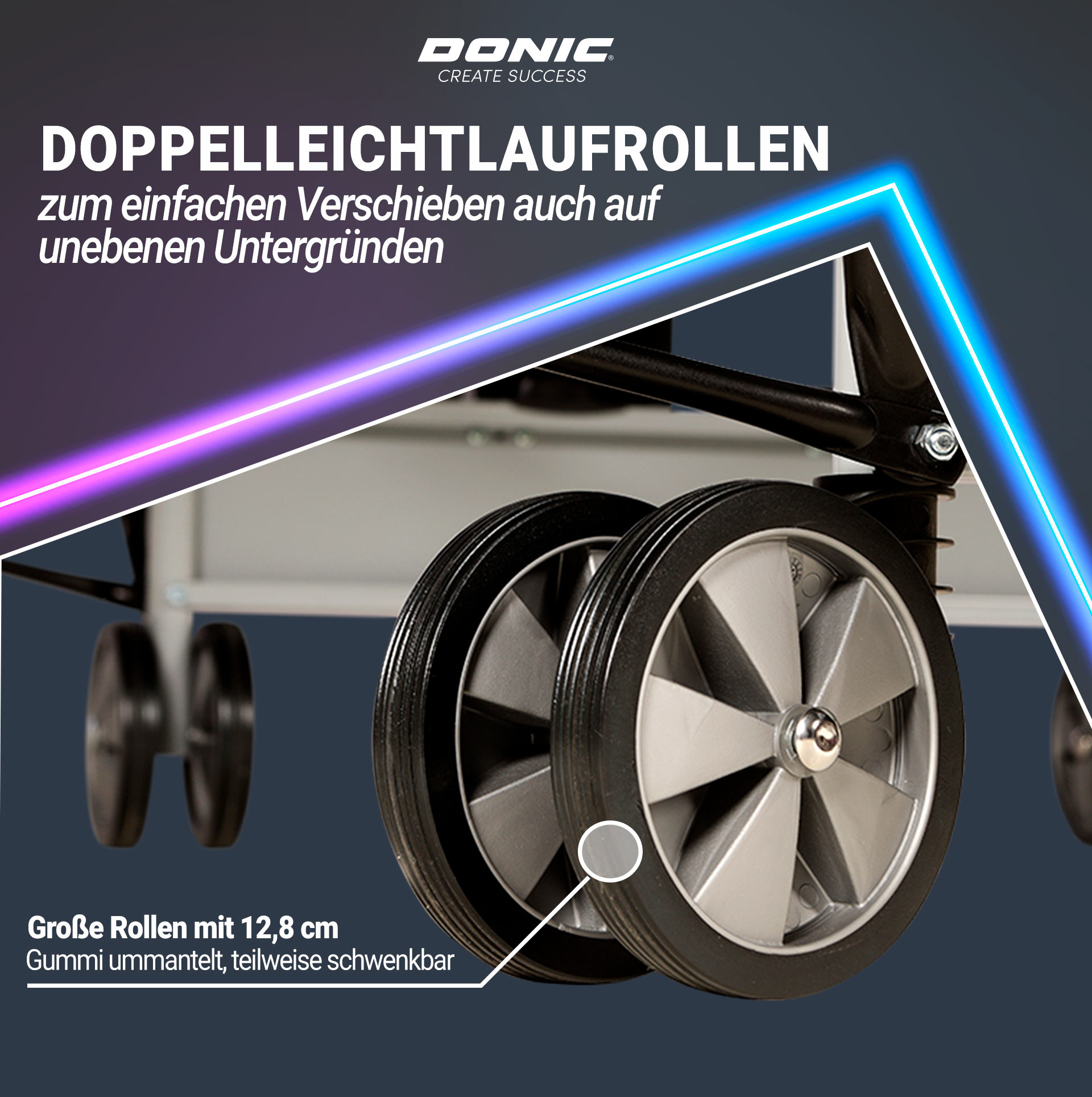 DONIC Outdoor Roller 800 -5, blau, Doppel-Leichtlaufrollen