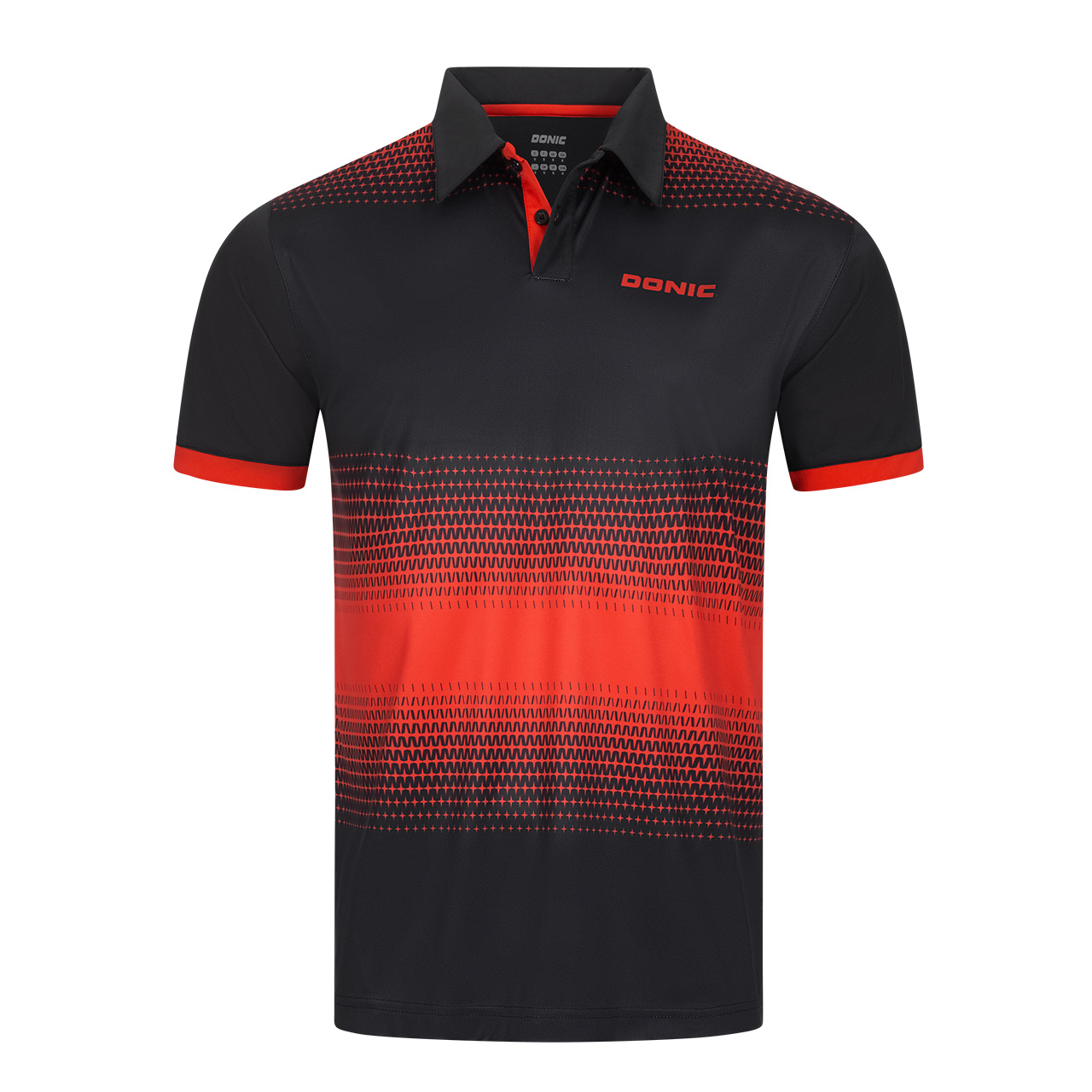 donic-poloshirt_push-red-front-web DONIC Poloshirt Push schwarz/rot Brust