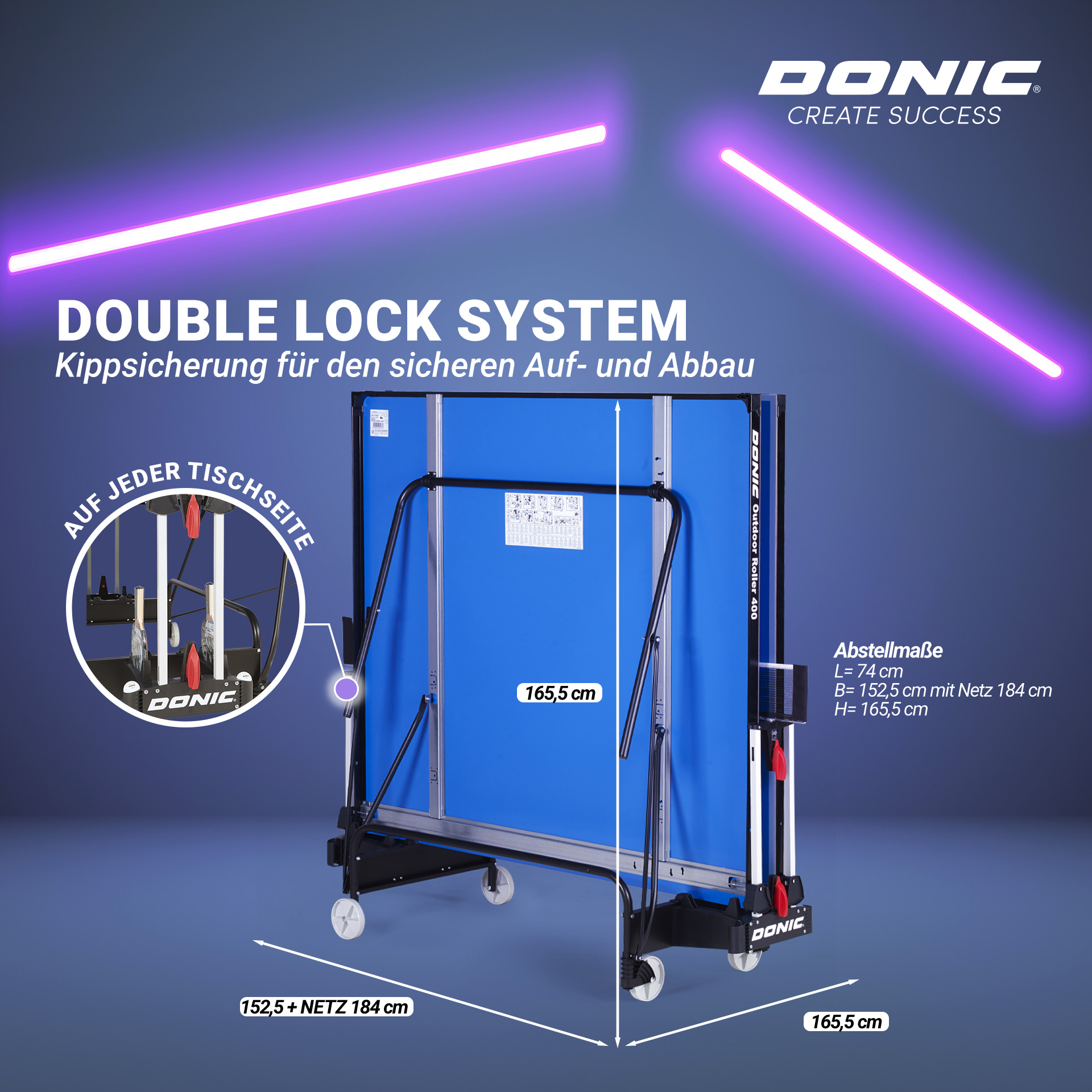 DONIC Outdoor Roller 400, blau, Kippsicherung