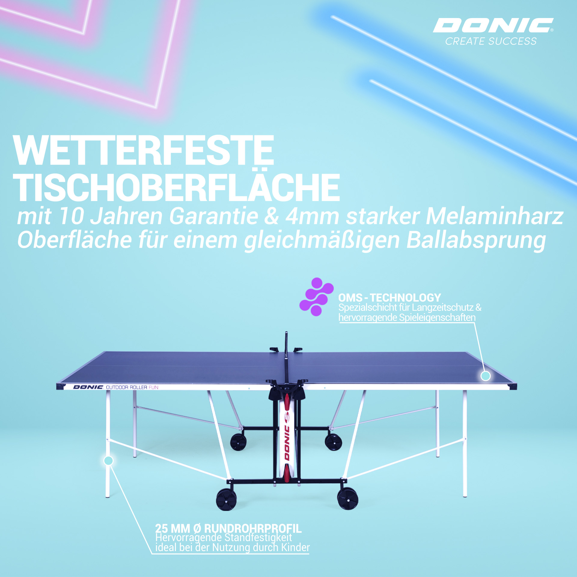 DONIC Outdoor Roller Fun, blau, wetterfeste Tischoberfläche