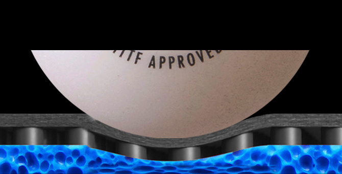 Belag BLUESTORM Z2 mit großporigem Schwamm und weicherem Ballanschlag