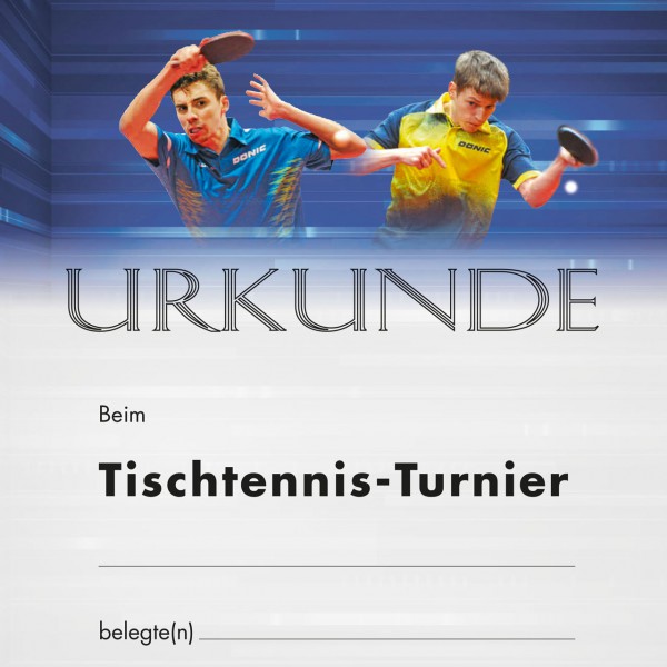 Tischtennis Urkunde Motiv Doppel TT-Turnier